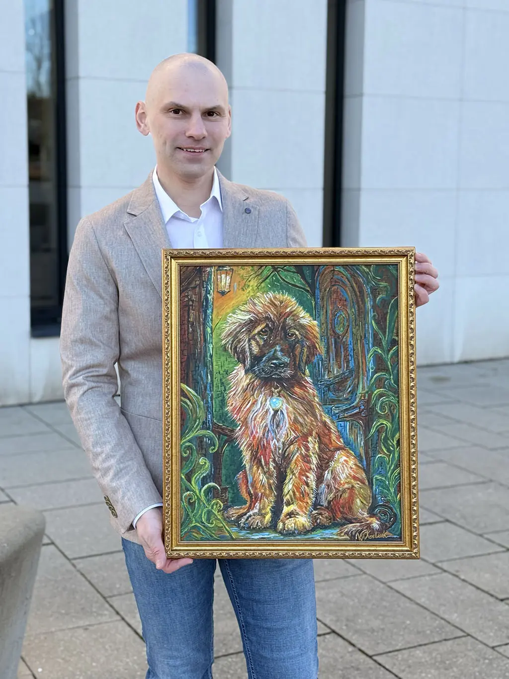 «Wächter Leo» – Gemälde des Leonberger Welpen aus LeoZeit von Vitalii Kostiuk